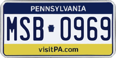 PA license plate MSB0969