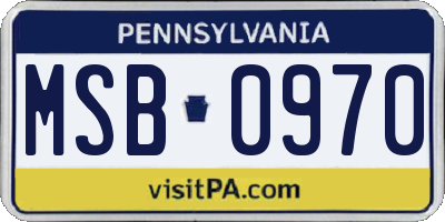 PA license plate MSB0970