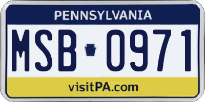 PA license plate MSB0971