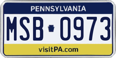 PA license plate MSB0973