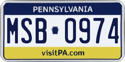 PA license plate MSB0974