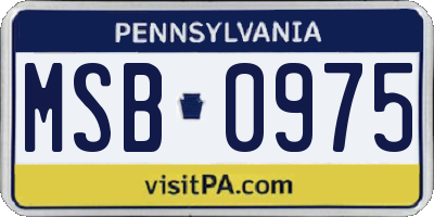 PA license plate MSB0975