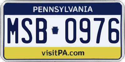 PA license plate MSB0976