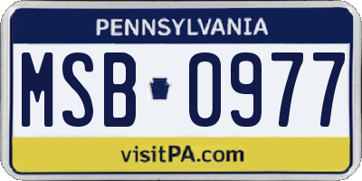 PA license plate MSB0977