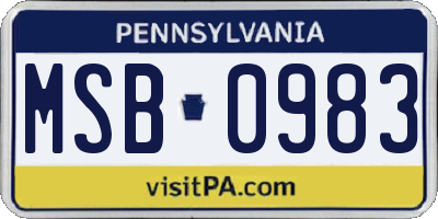 PA license plate MSB0983