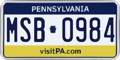 PA license plate MSB0984
