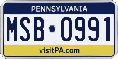 PA license plate MSB0991