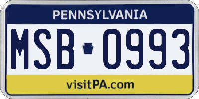PA license plate MSB0993