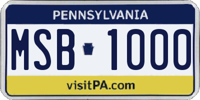 PA license plate MSB1000