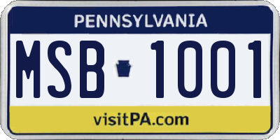 PA license plate MSB1001