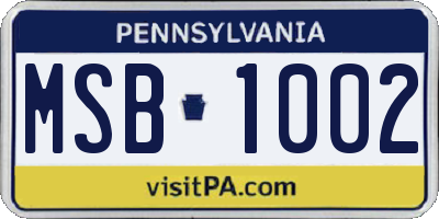 PA license plate MSB1002