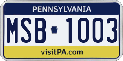 PA license plate MSB1003