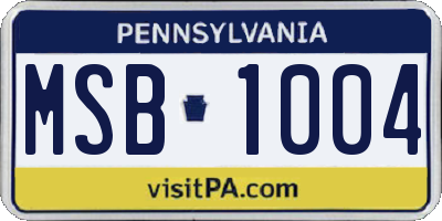 PA license plate MSB1004