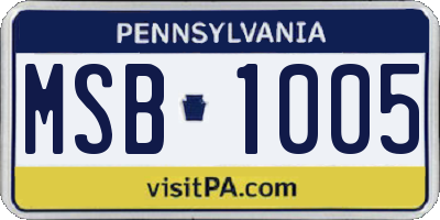 PA license plate MSB1005