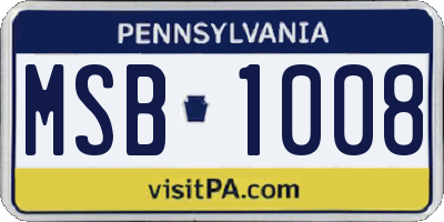 PA license plate MSB1008