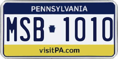 PA license plate MSB1010
