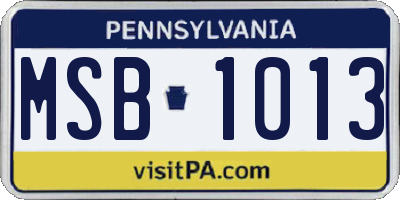PA license plate MSB1013