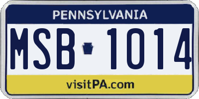 PA license plate MSB1014