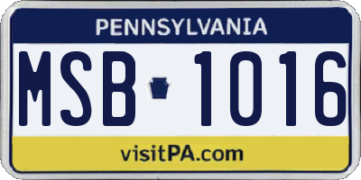 PA license plate MSB1016