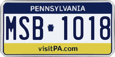 PA license plate MSB1018