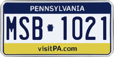 PA license plate MSB1021