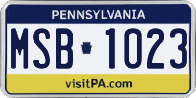 PA license plate MSB1023