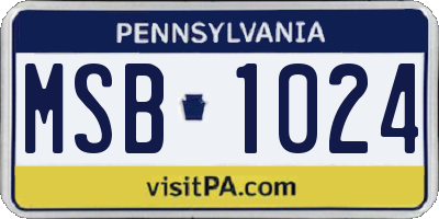 PA license plate MSB1024