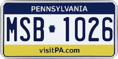 PA license plate MSB1026