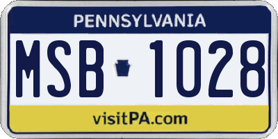 PA license plate MSB1028
