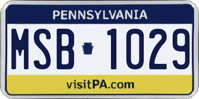 PA license plate MSB1029