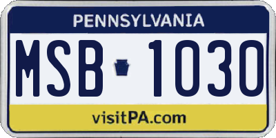 PA license plate MSB1030