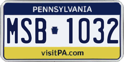 PA license plate MSB1032