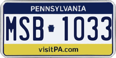 PA license plate MSB1033