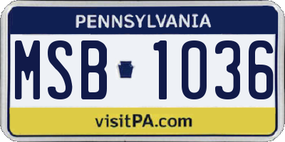 PA license plate MSB1036