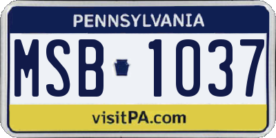 PA license plate MSB1037