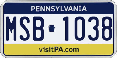 PA license plate MSB1038