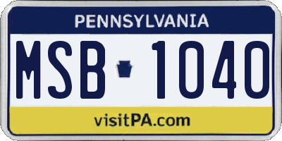 PA license plate MSB1040