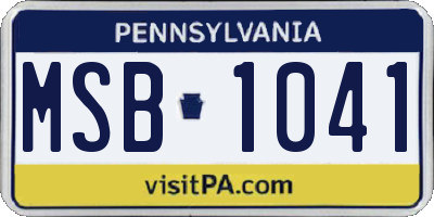 PA license plate MSB1041