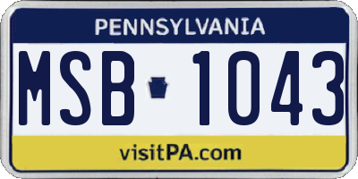 PA license plate MSB1043
