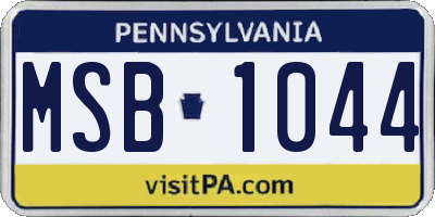 PA license plate MSB1044
