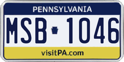 PA license plate MSB1046