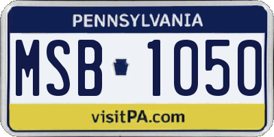 PA license plate MSB1050