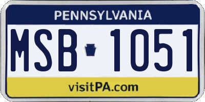 PA license plate MSB1051