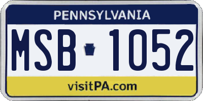 PA license plate MSB1052