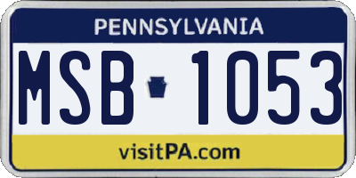 PA license plate MSB1053