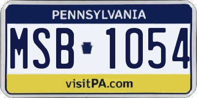 PA license plate MSB1054