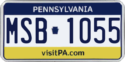 PA license plate MSB1055