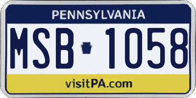 PA license plate MSB1058