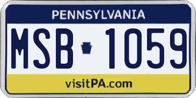 PA license plate MSB1059