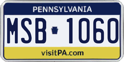 PA license plate MSB1060